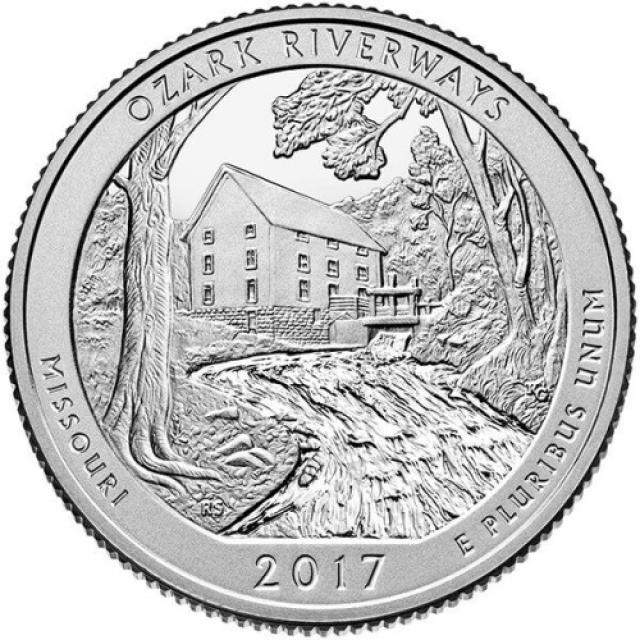 Монета Національні водні шляхи Озарк, ¼ долара 2017, США, Прекрасна Америка Квотери