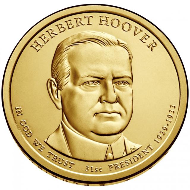 Монета Герберт Гувер, 1 долар 2014, США, Президенти США