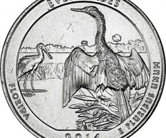 Монета Національний парк Еверглейдс, ¼ долара 2014, США, Прекрасна Америка Квотери