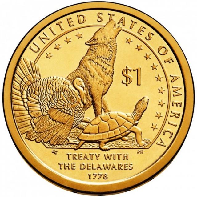 Монета Делаверський договір 1778 року, 1 долар 2013, США, Корінний американець