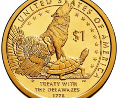 Монета Делаверський договір 1778 року, 1 долар 2013, США, Корінний американець