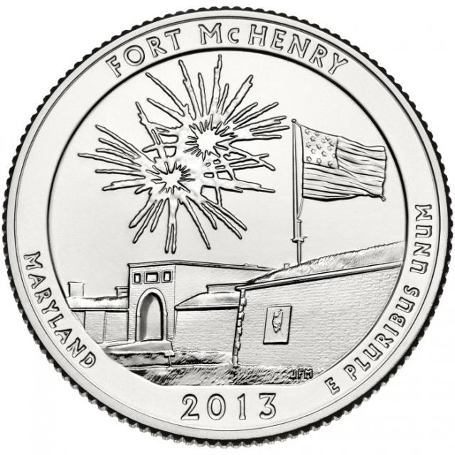 Монета Національний пам'ятник Форт Мак-Генрі, ¼ долара 2013, США, Прекрасна Америка Квотери