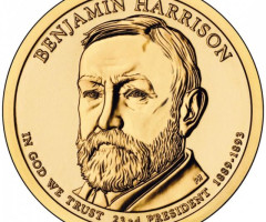 Монета Бенджамін Гаррісон, 1 долар 2012, США, Президенти США
