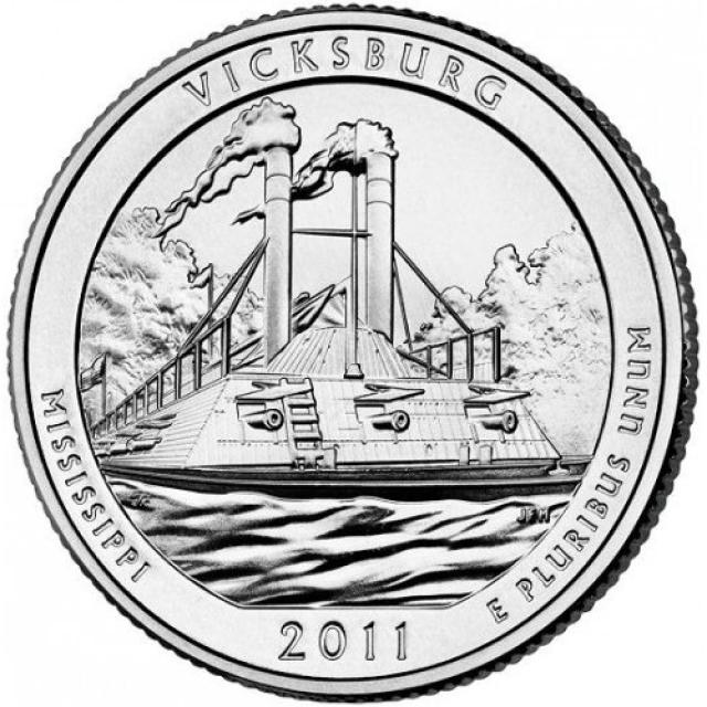 Монета Національний парк Виксбург, ¼ долара 2011, США, Прекрасна Америка Квотери
