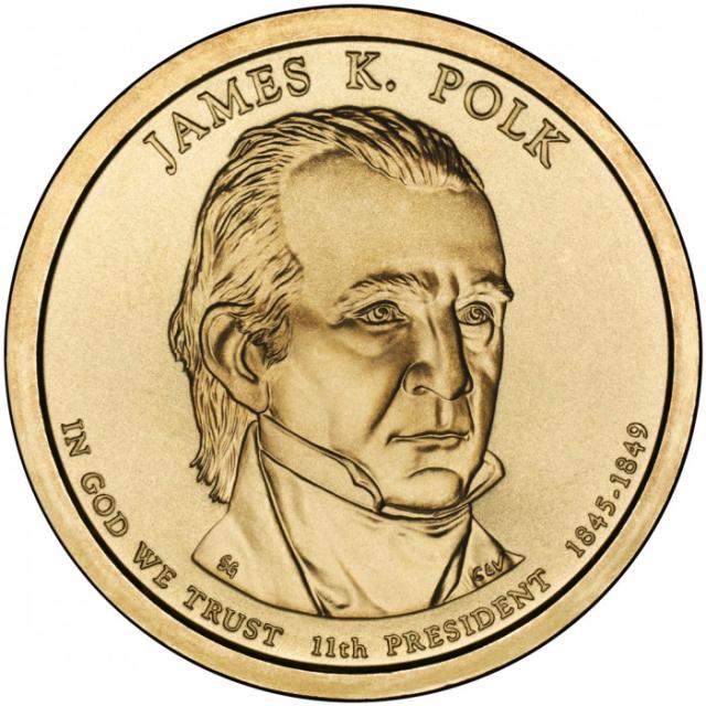 Монета Джеймс К. Полк, 1 долар 2009, США, Президенти США