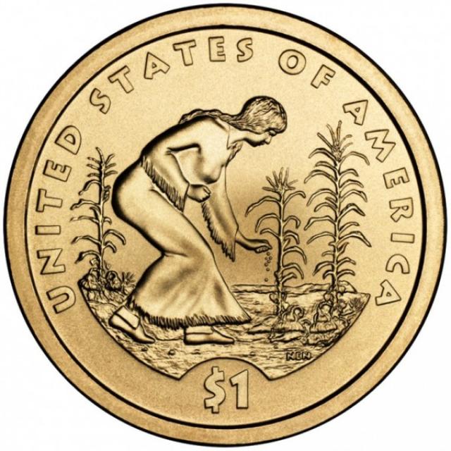 Монета Посадка культур, 1 долар 2009, США, Корінний американець
