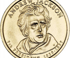 Монета Ендрю Джексон, 1 долар 2008, США, Президенти США