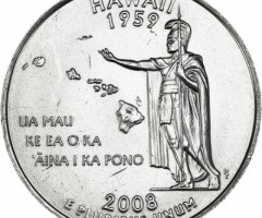 Монета Квотер штату Гаваї, ¼ долара 2008, США, Квотери 50 штатів