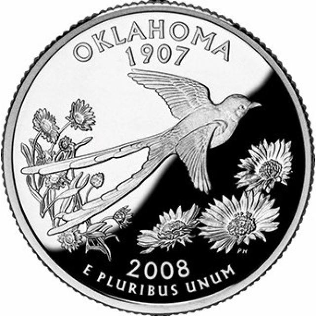 Монета Квотер штату Оклахома, ¼ долара 2008, США, Квотери 50 штатів