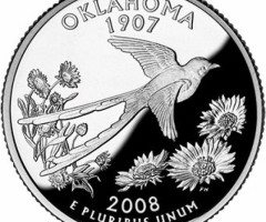 Монета Квотер штату Оклахома, ¼ долара 2008, США, Квотери 50 штатів