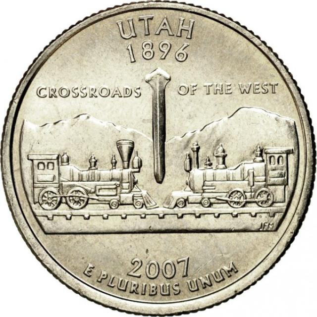 Монета Квотер штату Юта, ¼ долара 2007, США, Квотери 50 штатів