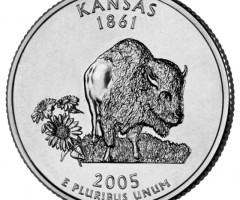 Монета Квотер штату Канзас, ¼ долара 2005, США, Квотери 50 штатів
