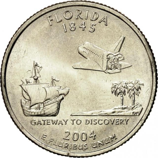 Монета Квотер штату Флорида, ¼ долара 2004, США, Квотери 50 штатів