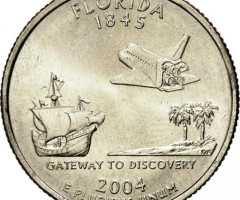 Монета Квотер штату Флорида, ¼ долара 2004, США, Квотери 50 штатів
