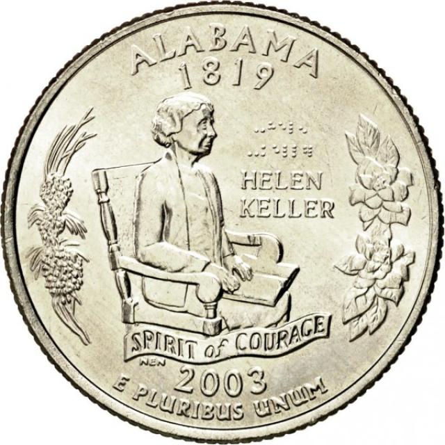 Монета Квотер штату Алабама, ¼ долара 2003, США, Квотери 50 штатів