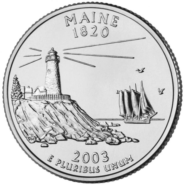 Монета Квотер штату Мен, ¼ долара 2003, США, Квотери 50 штатів