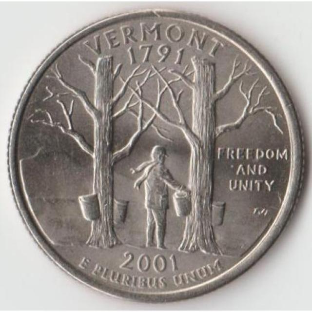Монета Квотер штату Вермонт, ¼ долара 2001, США, Квотери 50 штатів