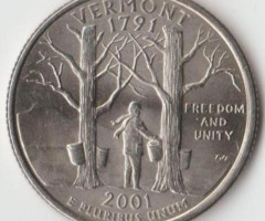 Монета Квотер штату Вермонт, ¼ долара 2001, США, Квотери 50 штатів