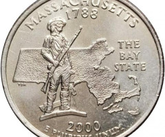 Монета Квотер штату Массачусетс, ¼ долара 2000, США, Квотери 50 штатів