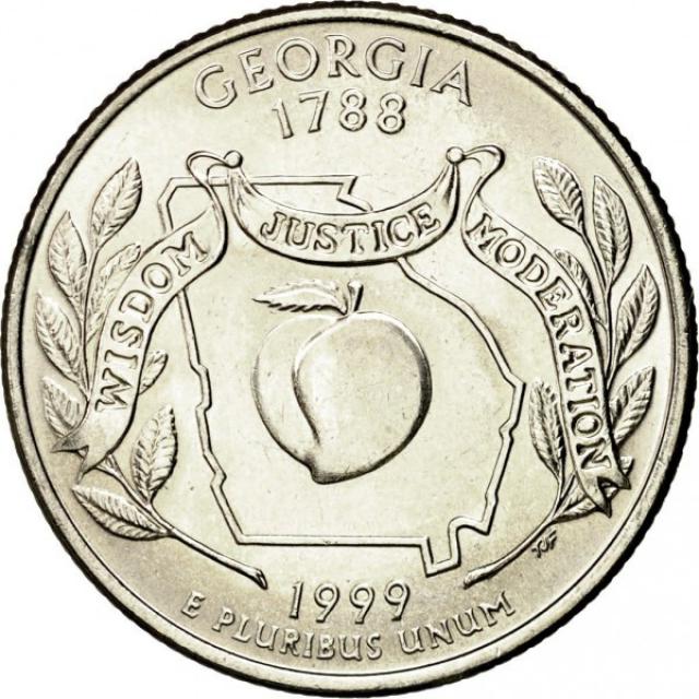 Монета Квотер штату Джорджія, ¼ долара 1999, США, Квотери 50 штатів
