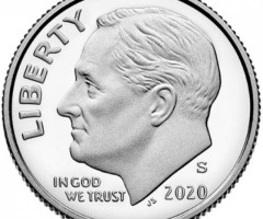 Монета Roosevelt Dime, 1 дайм 2020, США, США