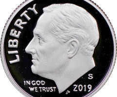 Монета Roosevelt Dime, 1 дайм 2019, США, США