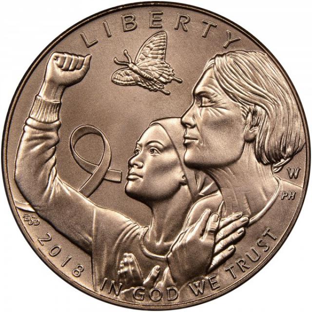 Монета Рак молочної залози, 5 доларів 2018, США, США