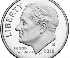 Монета Roosevelt Dime, 1 дайм 2018, США, США