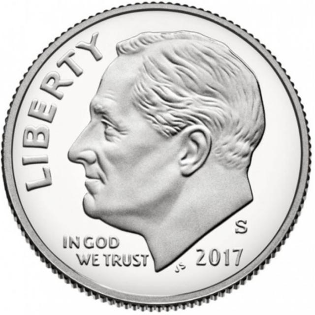 Монета Roosevelt Dime, 1 дайм 2017, США, США
