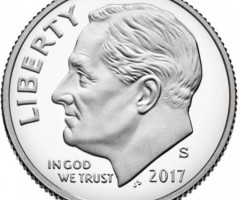 Монета Roosevelt Dime, 1 дайм 2017, США, США