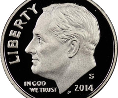 Монета Roosevelt Dime, 1 дайм 2014, США, США