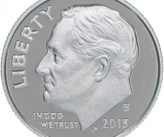 Монета Roosevelt Dime, 1 дайм 2013, США, США