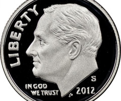 Монета Roosevelt Dime, 1 дайм 2012, США, США