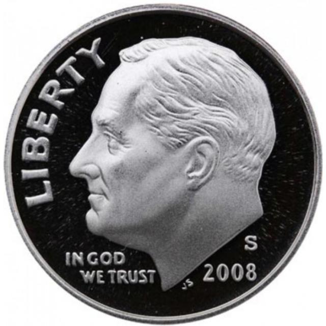 Монета Roosevelt Dime, 1 дайм 2008, США, США
