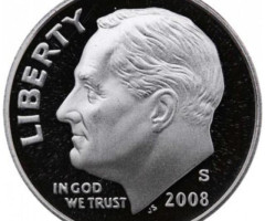 Монета Roosevelt Dime, 1 дайм 2008, США, США