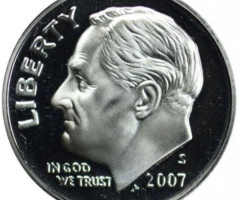 Монета Roosevelt Dime, 1 дайм 2007, США, США