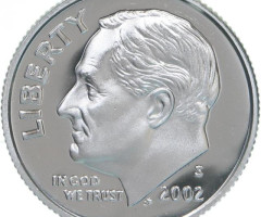 Монета Roosevelt Dime, 1 дайм 2002, США, США