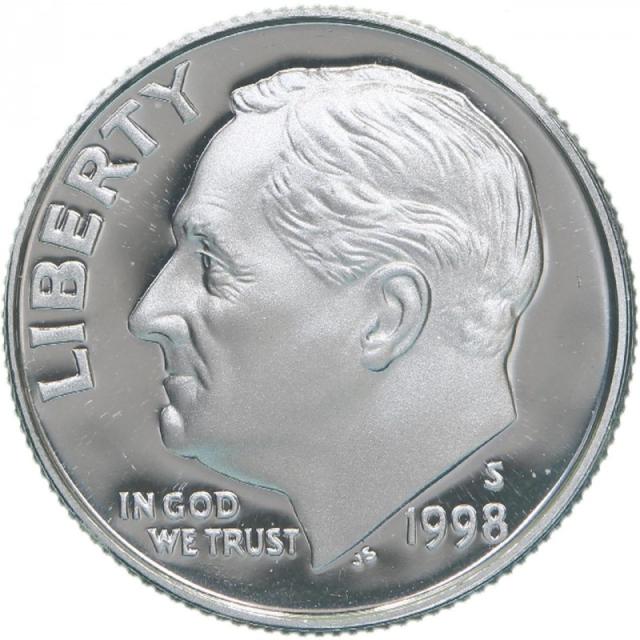 Монета Roosevelt Dime, 1 дайм 1998, США, США