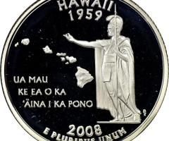 Монета Квотер штату Гаваї, ¼ долара 2008, США, Квотери 50 штатів