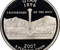 Монета Квотер штату Юта, ¼ долара 2007, США, Квотери 50 штатів