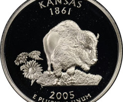 Монета Квотер штату Канзас, ¼ долара 2005, США, Квотери 50 штатів