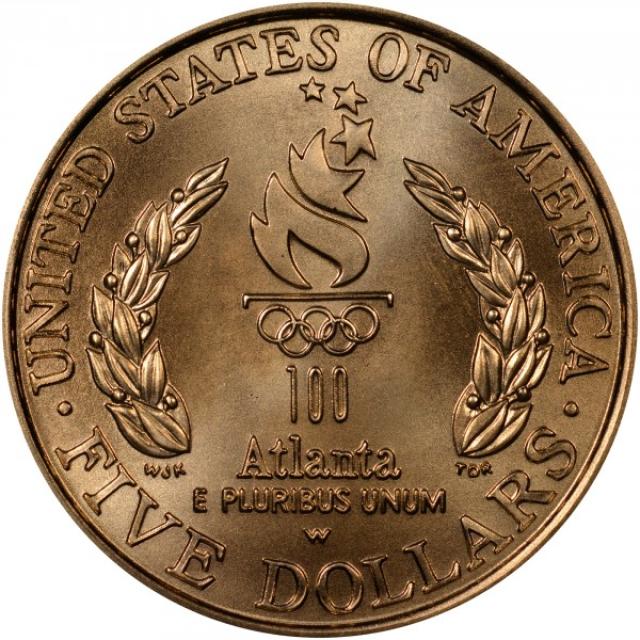 Монета Прапороносець, 5 доларів 1996, США, XXVI літні Олімпійські ігри, Атланта, 1996