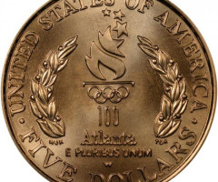Монета Прапороносець, 5 доларів 1996, США, XXVI літні Олімпійські ігри, Атланта, 1996