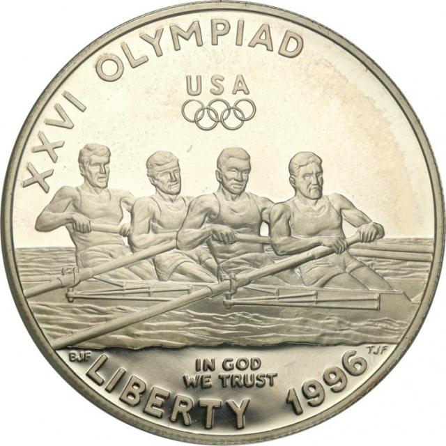 Монета Академічне веслування, 1 долар 1996, США, XXVI літні Олімпійські ігри, Атланта, 1996