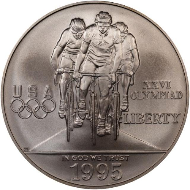 Монета Велосипедні перегони, 1 долар 1995, США, XXVI літні Олімпійські ігри, Атланта, 1996
