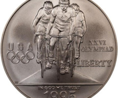 Монета Велосипедні перегони, 1 долар 1995, США, XXVI літні Олімпійські ігри, Атланта, 1996