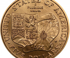 Монета Columbus Voyage, 5 доларів 1992, США, США