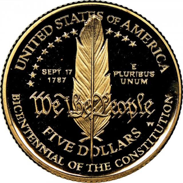 Монета the Constitution, 5 доларів 1987, США, США