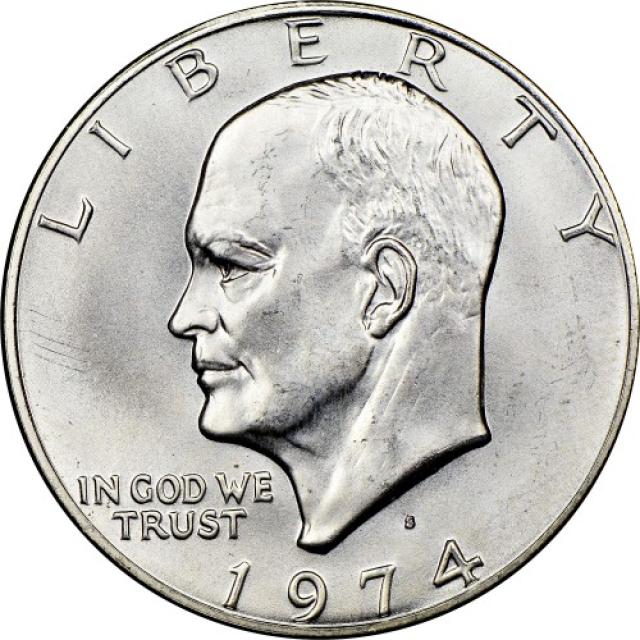 Монета Ейзенхауер, срібний долар, 1 долар 1974, США, США