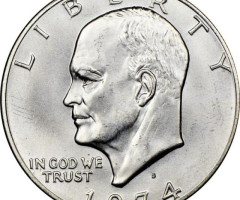 Монета Ейзенхауер, срібний долар, 1 долар 1974, США, США